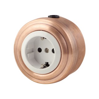 Розетка электрическая ретро, Медь, белая VINTAGE Metal М1-22-23 М1-22-23 - фото 10764