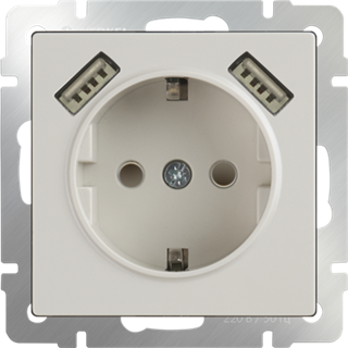 Розетка с заземлением, шторками и USBх2 (слоновая кость) WL03-SKGS-USBx2-IP20 W1171503 - фото 10831