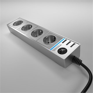 Розеточный блок 4-х местный + 3 USB серебряный/серебряный рифленый WL20-04-03 WL20-04-03 Серебряный/серебряный рифленый - фото 13080