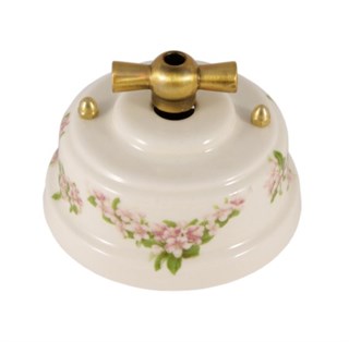 Выключатель ретро розовые цветы Leanza Fiori Rosa ВППР ВППР - фото 13473