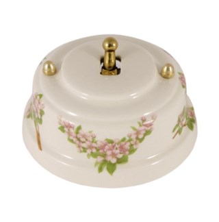 Тумблерный ретро выключатель фарфоровый розовые цветы Leanza Fiori Rosa ВР1Р ВР1Р - фото 13588