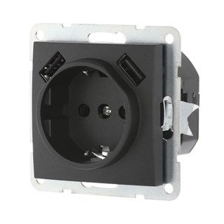 Розетка Черная с з/к с двумя USB LK60 LK STUDIO 868008 868008 - фото 15460