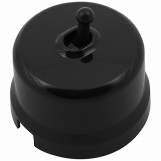 Ретро выключатель тумблерный, пластиковый, черный, Bironi B1-230-23 B1-230-23 - фото 17814