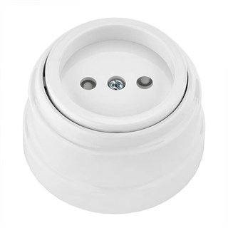 Розетка ретро пластиковая  без заземления, белая,  Bylectrica РА16-0205 РА16-0205 - фото 21309