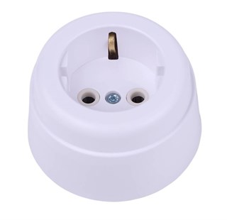 Ретро розетка пластиковая, белая, Вектор, Interior Electric SCIE/W-01-пл SCIE/W-01-пл - фото 21478