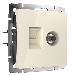 Розетка ТВ+Ethernet RJ-45 6 cat.(слоновая кость) W1181303 W1181303 - фото 21742