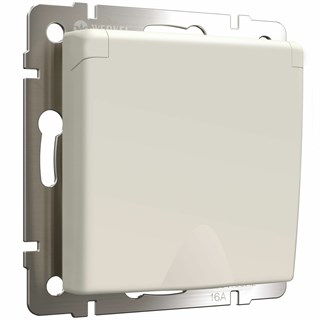 Розетка с заземлением и шторками c крышкой IP44 (айвори матовый) W1171262 W1171262 - фото 21954