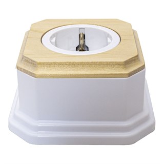 Ретро розетка пластиковая, белая, фигурная, Salvador, PL12.2WT.NK PL12.2WT.NK - фото 22207
