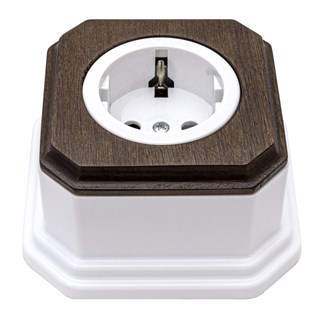 Ретро розетка пластиковая, белая, фигурная, Salvador, PL12.2WT.DK PL12.2WT.DK - фото 22217