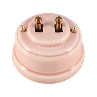 Двухтумблерный ретро выключатель фарфоровый Розовый, Leanza Rosa ВР2Д ВР2Д - фото 22571