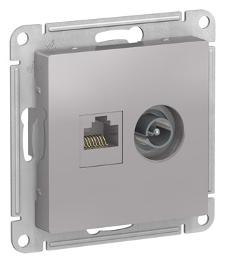 Алюминий Розетка двойная комп+ТВ, RJ45+TV, кат.5E, механизм Systeme Electric AtlasDesign ATN000389 ATN000389 - фото 25350