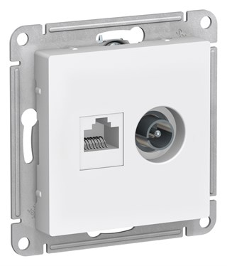 Бел Розетка двойная ТВ + компьютерная RJ45, кат. 5Е Systeme Electric AtlasDesign ATN000189 ATN000189 - фото 25353