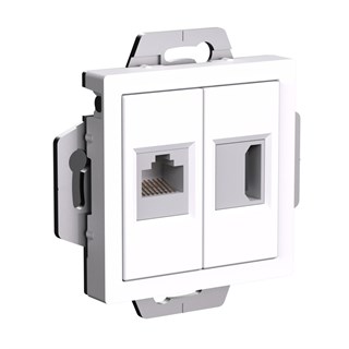 Белый Розетка двойная HDMI+RJ45, кат.5Е, механизм Systeme Electric AtlasDesign ATN000182 ATN000182 - фото 25354