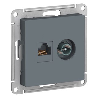 Грифель Розетка двойная комп+ТВ, RJ45+TV, кат.5E, механизм Systeme Electric AtlasDesign ATN000789 ATN000789 - фото 25355