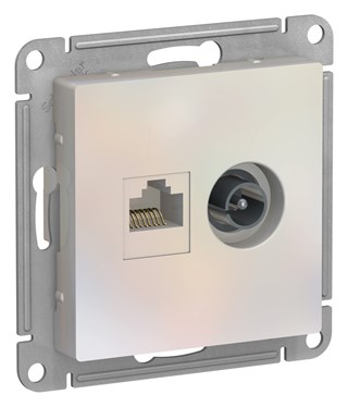 Жемчуг Розетка двойная комп+ТВ, RJ45+TV, кат.5E, механизм Systeme Electric AtlasDesign ATN000489 ATN000489 - фото 25356