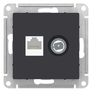 Карбон Розетка двойная комп+ТВ, RJ45+TV, кат.5E, механизм Systeme Electric AtlasDesign ATN001089 ATN001089 - фото 25359