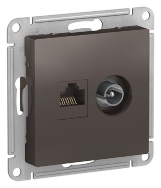 Мокко Розетка двойная комп+ТВ, RJ45+TV, кат.5E, механизм Systeme Electric AtlasDesign ATN000689 ATN000689 - фото 25362