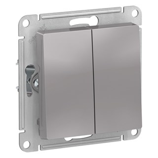 Aqua Алюминий Выключатель 2-клавишный, IP44, сх.5, 10АХ, механизм Systeme Electric AtlasDesign ATN440351 ATN440351 - фото 25370