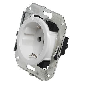 Розетка с заземлением и шторками для внутреннего монтажа Salvador CL12WT - фото 7970