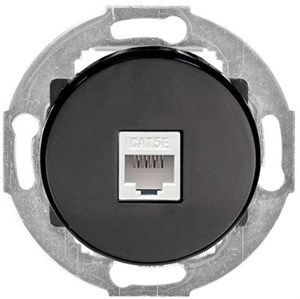 Розетка компьютерная RJ-45  Vintage 886108-1, черная 856100+885508-0