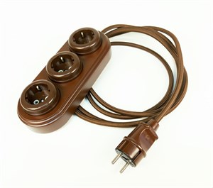 Электрический удлинитель ретро "WOOden" коричневый BU-1058