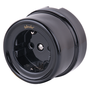 Розетка с заземлением (черный) Ретро Werkel W5671008 W5671008