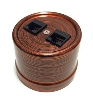 Розетка пластиковая ретро компьютерная двойная RJ45, Медный Век, Bironi B1-302-16 B1-302-16