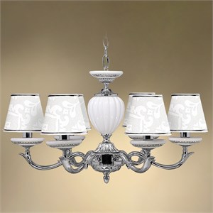 Люстра 6-ти рожковая с абажурами 6*14-401Х/6163/6А ПАЛЬМИРА 6x14-401Х-6163-6А
