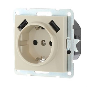 Розетка Бежевая с з/к с двумя USB LK60 LK STUDIO 868001 868001