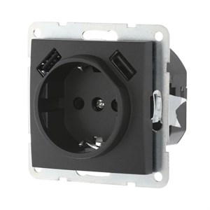 Розетка Черная с з/к с двумя USB LK60 LK STUDIO 868008 868008