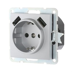 Розетка Серебро с з/к с двумя USB LK60 LK STUDIO 868003 868003