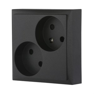 Розетка двойная без з/к с защитными шторками (черная) LK80 LK STUDIO 843608 843608