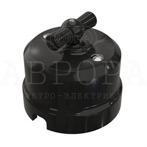 Ретро выключатель фарфоровый Черный "Аврора" Мезонин GE70405-05 GE70405-05