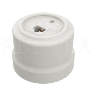 Ретро розетка для интернета RJ45,  Белая, серия Аврора Мезонин GE70342-01 GE70342-01
