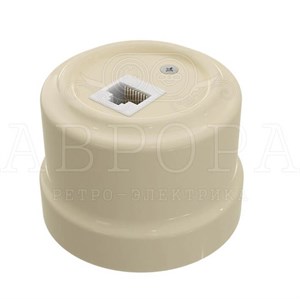Ретро розетка для интернета RJ45,  Слоновая кость, серия Аврора Мезонин GE70342-02 GE70342-02