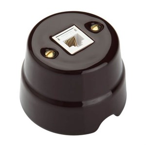 Ретро розетка информационная коричневая Fanton Country 84016BW-8218 84016BW-8218