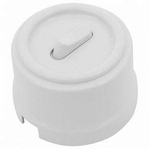 Ретро выключатель, одноклавишный, пластиковый, белый, Bironi B1-220-21 B1-22*-21