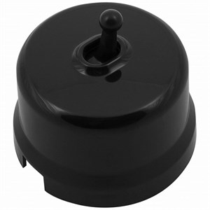 Ретро выключатель тумблерный, пластиковый, черный, Bironi B1-230-23 B1-230-23