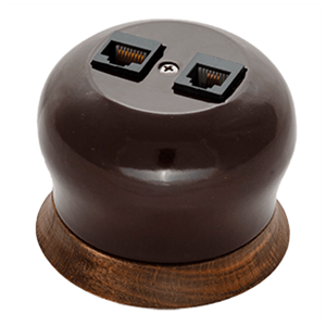 Ретро розетка компьютерная RJ45, Коричневый, "Фаберже" BIRONI B2-302-020/18
