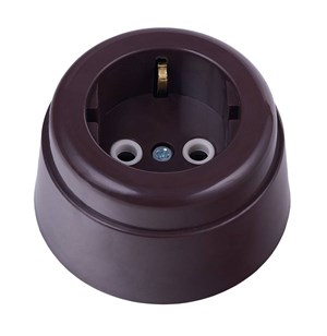 Ретро розетка пластиковая, коричневая, Вектор, Interior Electric SCIE/W-03-пл SCIE/W-03-пл