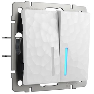 Выключатель двухклавишный проходной с подсветкой (hammer белый) W1222101 W1222101