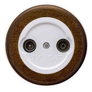 Ретро розетка ТВ пластиковая, белая, круглая, Salvador, PL.TV.1WT.DK PL.TV.1WT.DK
