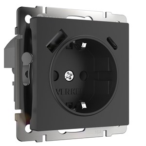Розетка с быстрой зарядкой USB Type A+С черная (черный матовый) W1171708 W1171708