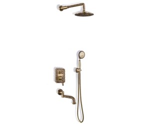 10137DF Комплект для душа встраиваемый с изливом (душ ДВОЙНОЙ ЦВЕТОК) WINDSOR, Bronze de Luxe 10137DF