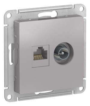 Алюминий Розетка двойная комп+ТВ, RJ45+TV, кат.5E, механизм Systeme Electric AtlasDesign ATN000389 ATN000389