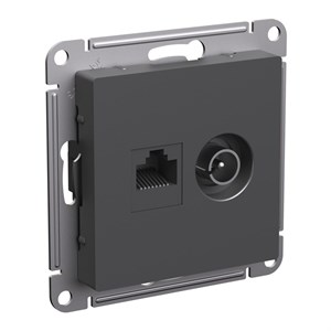 Базальт Розетка двойная ТВ + компьютерная RJ45, кат. 5Е Systeme Electric AtlasDesign ATN001489 ATN001489