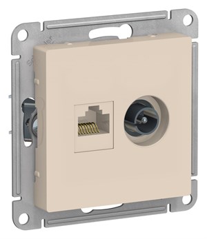Беж Розетка двойная комп+ТВ, RJ45+TV, кат.5E, механизм Systeme Electric AtlasDesign ATN000289 ATN000289