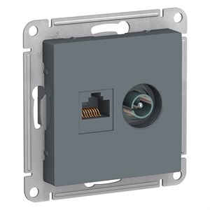 Грифель Розетка двойная комп+ТВ, RJ45+TV, кат.5E, механизм Systeme Electric AtlasDesign ATN000789 ATN000789