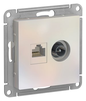 Жемчуг Розетка двойная комп+ТВ, RJ45+TV, кат.5E, механизм Systeme Electric AtlasDesign ATN000489 ATN000489