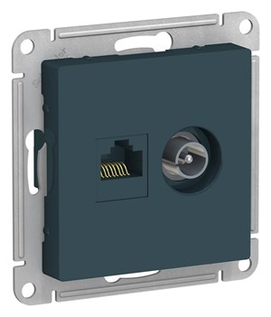 Изумруд Розетка двойная комп+ТВ, RJ45+TV, кат.5E, механизм Systeme Electric AtlasDesign ATN000889 ATN000889
